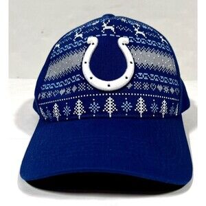 NFL Indianapolis Colts Blue Snapback Christmas Holiday Sweater Winter‎ Hat Cap